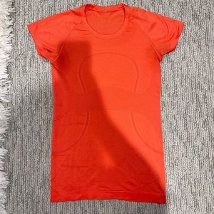 Swiftly Tech Short Sleeve Shirt- Red/Orange